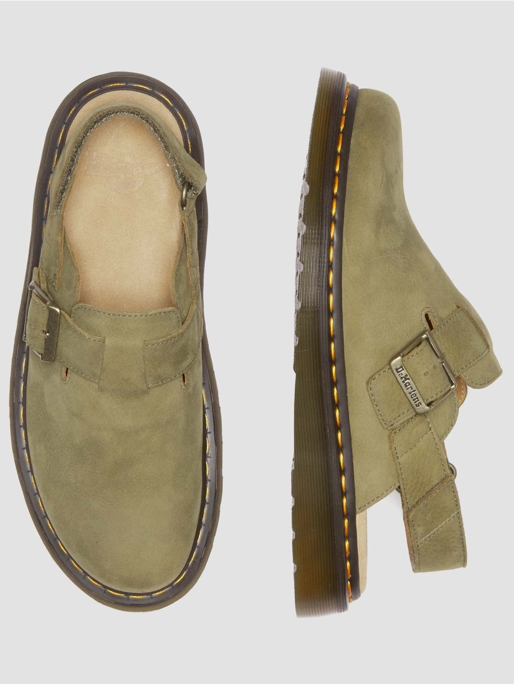Dr. Martens Tan Suede Slingback Clog with Buckle